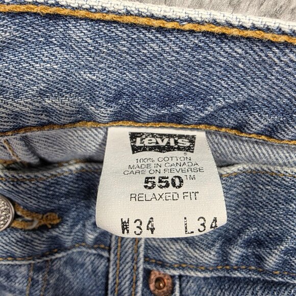 Levi's 550 Jeans Mens 34x34 Light Wash Relaxed Fit Tapered Leg Denim Zip Fly Y2K - Picture 5 of 10